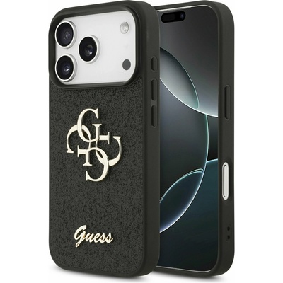 GUESS PU Fixed Glitter 4G Metal Logo Заден Калъф за iPhone 17 Pro Черен Guess | Cheren | МЪЖЕ | UNI