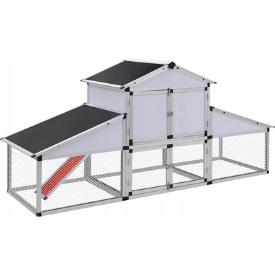 vidaXL Kurník s výběhem a kukaní hliníkový 258 × 74 × 117 cm 9799.41323