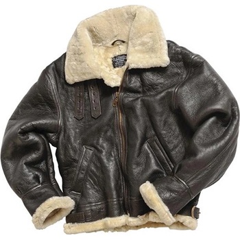 Bunda Mil-tec kožená US bomber B3 s golierom hnedá