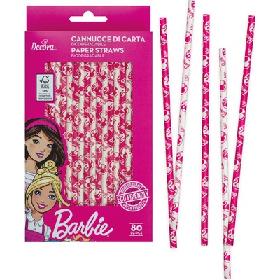 Decora Papierové slamky Barbie 80 ks