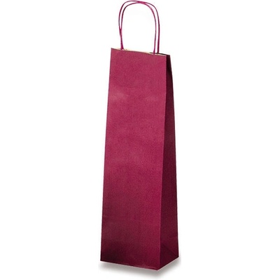 Papírová taška Allegra - 140 x 85 x 390 mm, na lahev, tm. červená