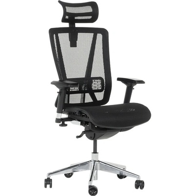 Bittel Работен стол Carmen COLOMBO, до 130кг. макс тегло, мрежа, ергономичен, алуминиева база, синхронен механизъм, люлеещ механизъм, слайд механизъм, газов амортисьор, лумбална опора, черен (bt-3520605)