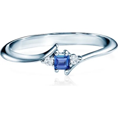 SAVICKI Годежен пръстен Savicki: бяло злато, син сапфир, диаманти