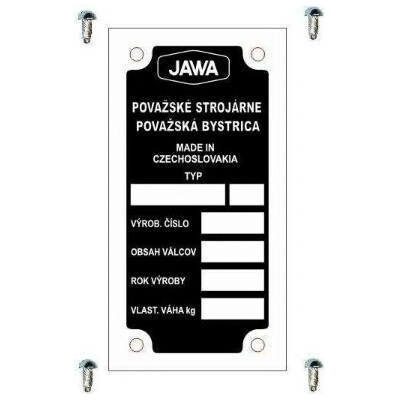 Výrobní štítek s nýty ,,JAWA, BABETTA 228, 206, 207 *MOTOMAX