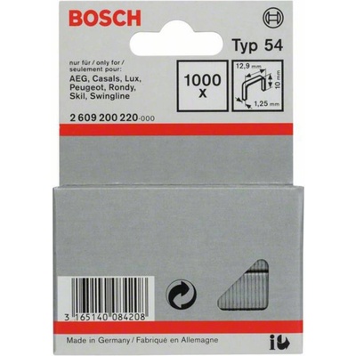 Plochá drôtená spona typu 54, 12,9 x 1,25 x 10 mm 1000 ks Bosch Accessories 2609200220 Rozmery (d x š) 10 mm x 12.9 mm; 2609200220