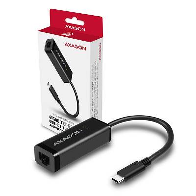 AXAGON ADE-SRC, USB-C 3.2 Gen 1 - Gigabit Ethernet síťová karta, auto instal, černá ADE-SRC