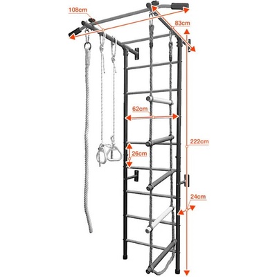 RESTPRO Детска метална шведска стена с аксесоари, бяла (kid-2-white)