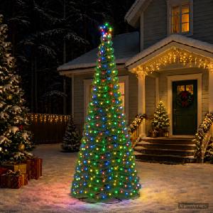 vidaXL LED коледна елха с ламе и основа EKENAS 250 см (42056532)