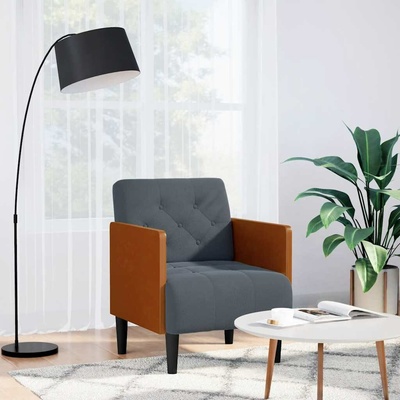 vidaXL 4100596 Rozkládací s područkami tmavě šedá 55 cm samet