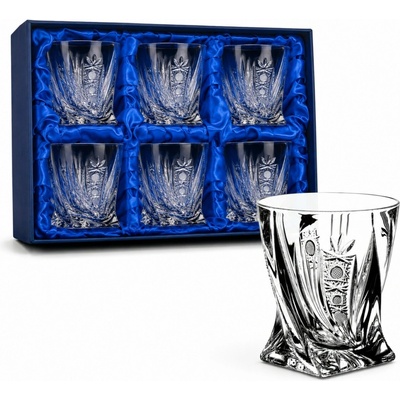 Bohemia Crystal broušené sklenice na whisky Quadro brus Kometa 6 x 340 ml