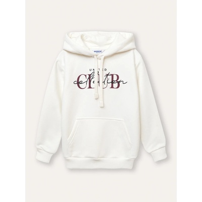 Winkiki Kids Wear chlapecká mikina s kapucí Club Collection Mléčně bílá