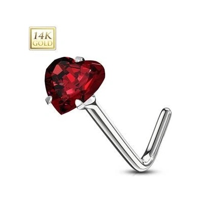 Šperky4U zlatý piercing do nosu červený zirkon ZL01192R-WG