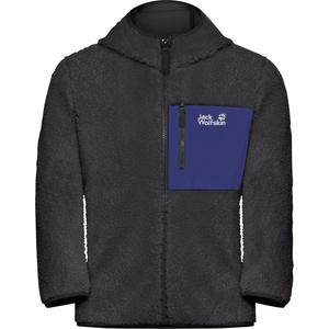 Jack Wolfskin Детско поларено яке Jack Wolfskin Kid's Ice Curl Hood Jacket Fleece jacket - Phantom / Glow Ink - размер 128 (EU) (703-4139-1013)
