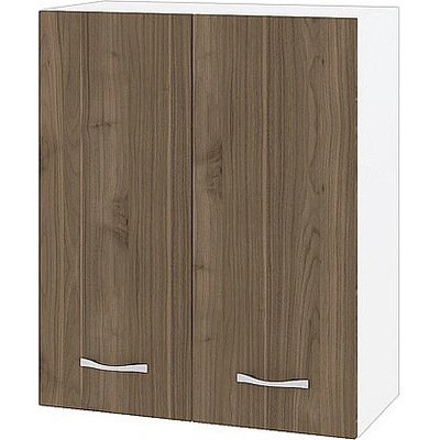 ИРИМ Горен шкаф с две врати и рафт Сити БО-3 бяло гладко / орех адмирал 60 см