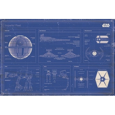 Plagát, Obraz - Star Wars - Imperial Fleet Blueprint, 91.5 × 61 cm