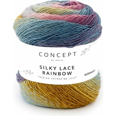 SILKY LACE RAINBOW Katia Farby SILKY LACE RAINBOW: 303 ružová-tyrkysová-okrová