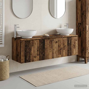 vidaXL Комплект шкафове за баня 3 бр. Старо дърво 161, 5 x 44, 5 x 80 см (3405695)