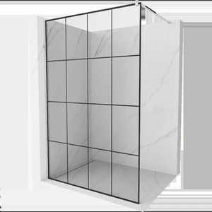 Mexen Kioto душ стена Walk-in 130 x 200 см, черна мрежа 8 мм, хром - 800-130-101-01-77 (800-130-101-01-77)