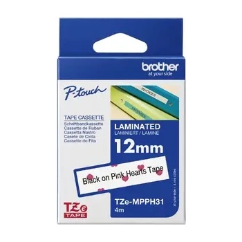 Brother TZe-MPPH31 tape black/heart pattern 12mm/4m (TZEMPPH31)