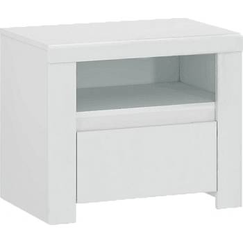 Нощно шкафче Lindy 1S бял гланц