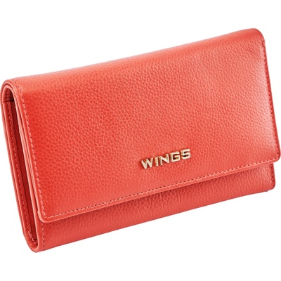 WINGS Prostorná dámská kožená peněženka WINGS s ochranou RFID ČERVENÁ L