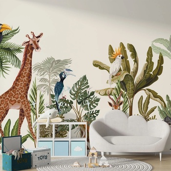 Image 1 of Art Gift Decor Детски Фототапет с животни - Живописна джунгла