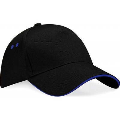 Beechfield Ultimate 5 Panel so šiltom Sandwich Čierna/Kráľovsky modrá