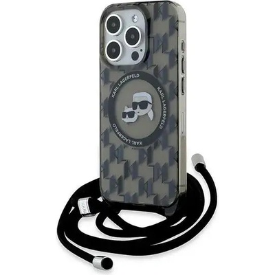 KARL LAGERFELD Кейс Karl Lagerfeld IML Crossbody Monogram Karl & Choupette Head MagSafe за iPhone 15 Pro Max, черен (3666339286453)