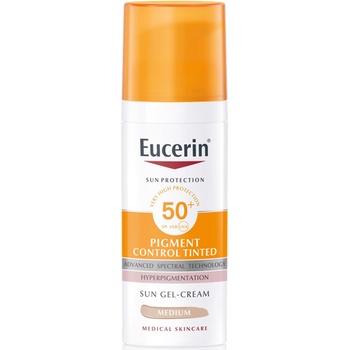 Eucerin Sun Оцветен слънцезащитен гел-крем за лице Pigment Control, тъмен, SPF50+, 50 ml