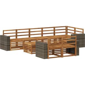 vidaXL Комплект дивани за открито 9 бр. Натурално Полиестер (3384545)