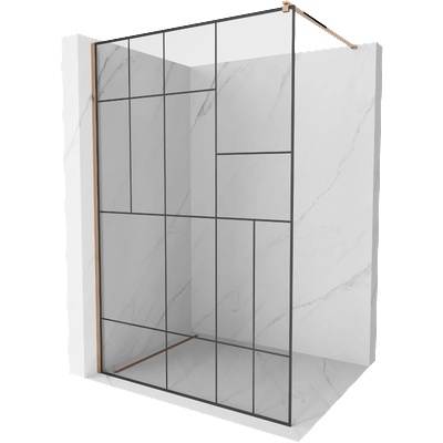Mexen Kioto Параван за душ Walk-in 120 x 200 см, черен мотив 8 мм, розово злато (800-120-101-60-78)