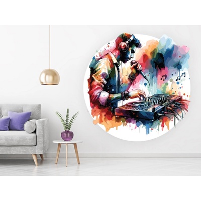 Nalepte.cz Mixujúce DJ textilní prelepiteľná nálepka na stenu list 75 x 75 cm