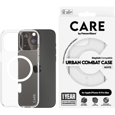 Panzer Калъф CARE - Flagship, iPhone 15 Pro Max, MagSafe White, прозрачен (5715685005558)