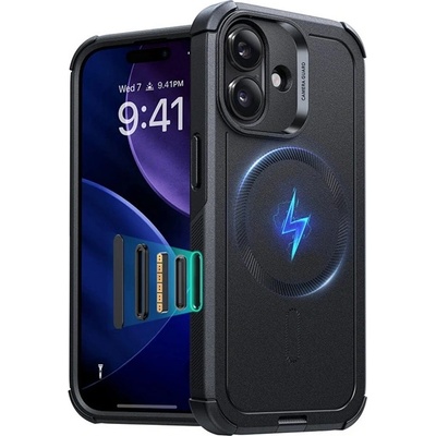 ESR iPhone 17 ESR CYBER HALOLOCK HALOLOCK защитен пластмасов протектор за телефон със силна устойчивост на удар, MagSafe, ЧЕРЕН GP-181447 (GP-181447)