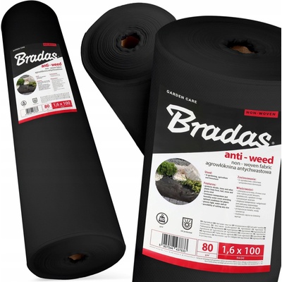 Bradas mulčovací netkaná textílie 1,6 x 100 m 80 g/m² černá