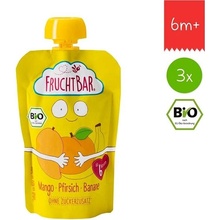 FruchtBar Bio ovocná kapsička s banánom broskyňou a mangom 3 x 100 g