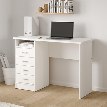 Бюро Function Plus с 4 чекмеджета Бял