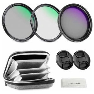 NEEWER 43 mm variable ND + CPL + UV filter set, pack of 3, multi-coated gray filter (ND2-400) circular polarization filter camera lens polarizing filter, photo accessories with carrying case lens caps - NW
