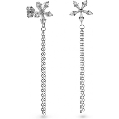 Again Jewelry Dlhé strieborné náušnice s kubickými zirkónmi AJNS0022