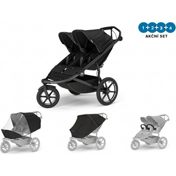 Thule Set 5v1 Urban Glide 3 Double Black 2024 + pláštěnka + ochranná síť + 2x madlo