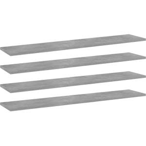 vidaXL Рафтове, 4 бр, бетонно сиви, 100x20x1, 5 см, инженерно дърво (805386)