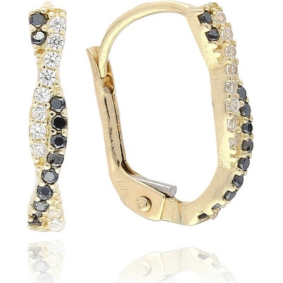 Moiss EA001525 - Náušnice zo žltého zlata s bielymi a čiernymi zirkónmi