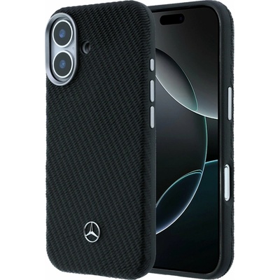 Mercedes PU Leather Wood Semi Wrap MagSafe Zadní Kryt pro iPhone 17 Black