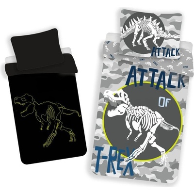 Jerry Fabrics Obliečky T-rex svietiace Bavlna 140x200 70x90