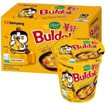 Samyang Buldak Cup instantní pálivé těstoviny s kuřecí a sýrovou příchutí 30 x 70 g