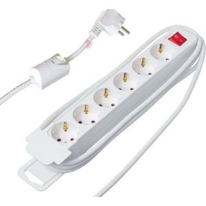 Sono Разклонител Sono 6КХ5.0 White, 6 гнезда, 5m кабел, бутон за вкл. /изкл. , бял