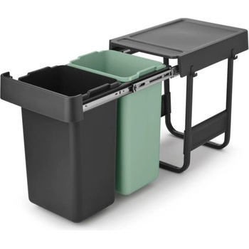 Brabantia Кош за разделно събиране на боклук Brabantia Sort&Go 1008862, 2x15 л, Вътрешен монтаж с телескопична рамка, Сив/зелен (1008862)