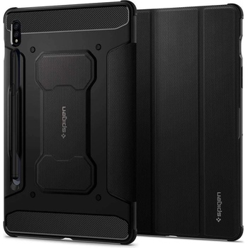 Spigen Rugged Armor Pro Case - удароустойчив хибриден калъф и поставка за Samsung Galaxy Tab S7 (2020) (черен)
