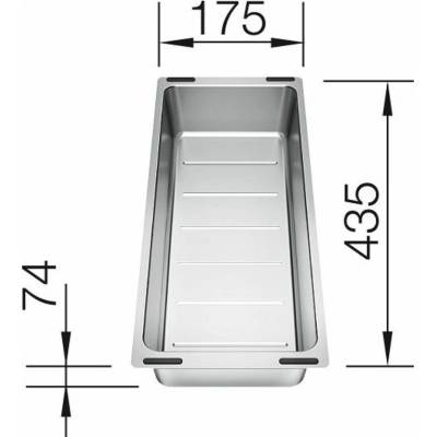 Nerezová víceúčelová miska BLANCO 227689 odkapávací koš na zeleninu a ovoce 435 x 175 mm