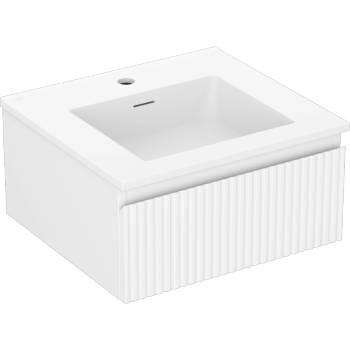 Mexen Rivel 50 см шкаф за баня с мивка Otis, 1 чекмедже, оребрен, бял мат (91A20-05023-1-BF01-W18M01)